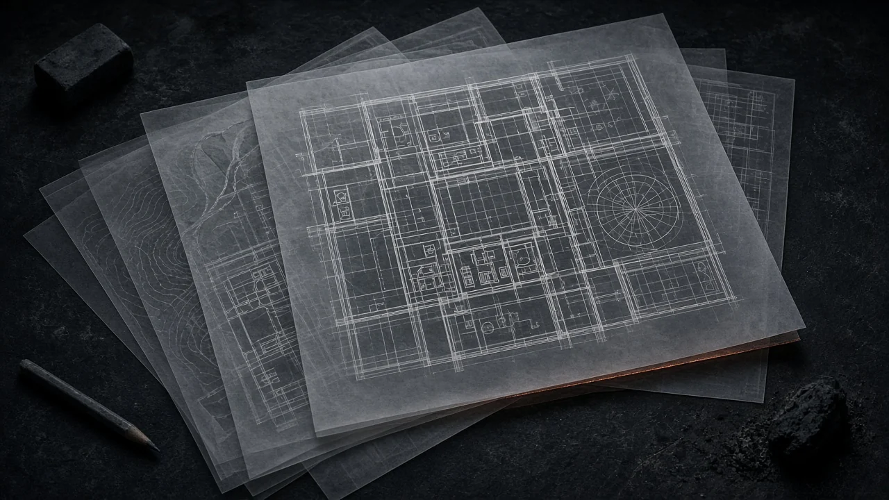 Stacked drawing sheets — layered plans for exchange